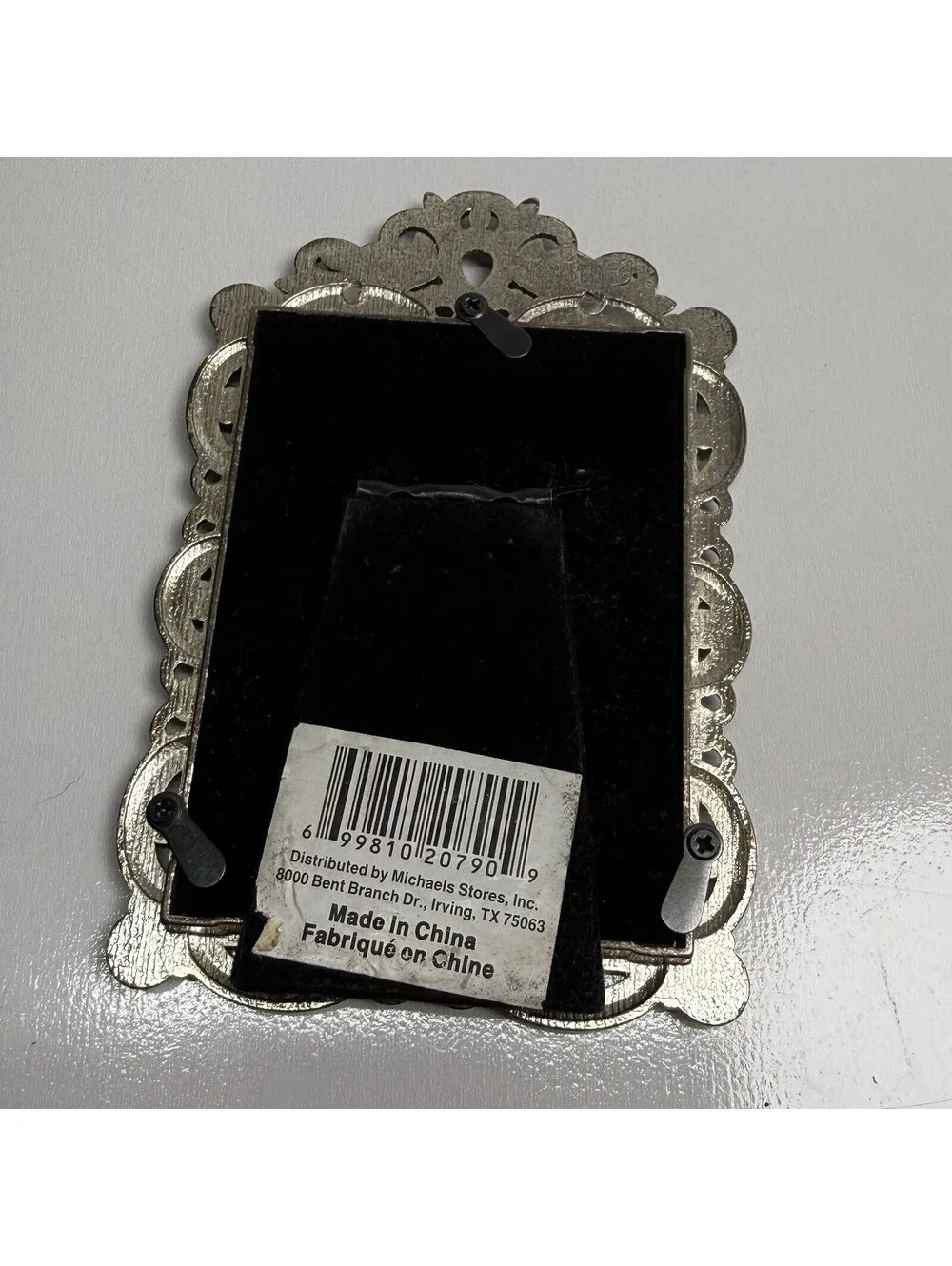 Vintage MICHAELS Silvertone Metal Rhinestone Photo Frame Holds 2.5X3.5